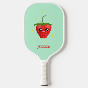Raquette De Pickleball Fruit Monogram kawaii sur turquoise