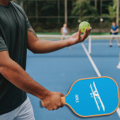 Raquette De Pickleball Fun Airplane Simple Monogrammed Blue Aviation