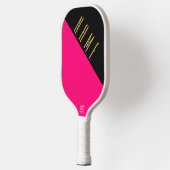 Raquette De Pickleball Fun Black Bright Rose Diagonal Bloc de couleur Tex (Gauche)