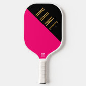 Raquette De Pickleball Fun Black Bright Rose Diagonal Bloc de couleur Tex (Verso)