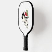 Raquette De Pickleball Fun Chien blanc et noir à Santa Hat (Gauche)