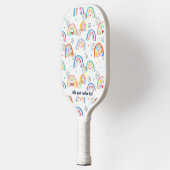 Raquette De Pickleball Fun Doodle Rainbow Heart Motif Nom du texte person (Gauche)