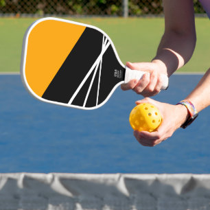 Raquette De Pickleball Fun Golden Yellow Black Blanc rayures Couleur Bloc