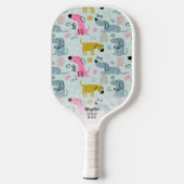 Raquette De Pickleball Fun Rainbow Chig Doodles Coeur Texte personnalisé (Verso)