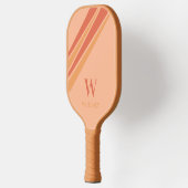 Raquette De Pickleball Fun Strips Monogramme Nom Peach Orange (Gauche)