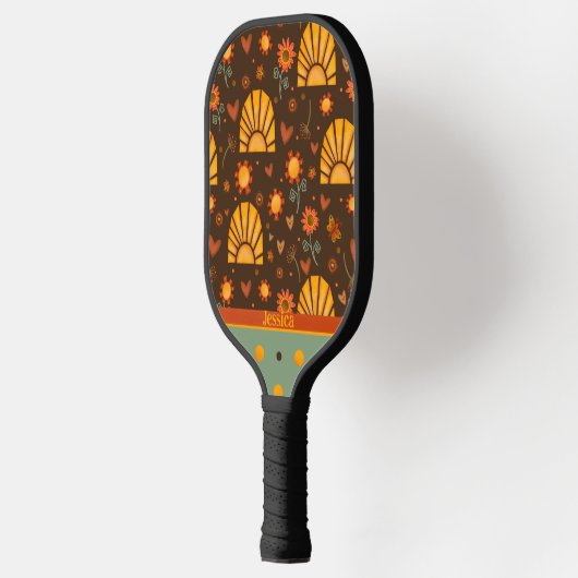 Raquette De Pickleball Fun Sunshine Personnalisé, Inspirivée Rétro Modern (Gauche)