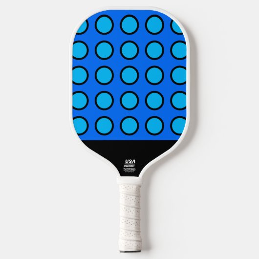 Raquette De Pickleball Fun Vivid Deux Tone Bleu Cercle Noir Motif Grille (Recto)