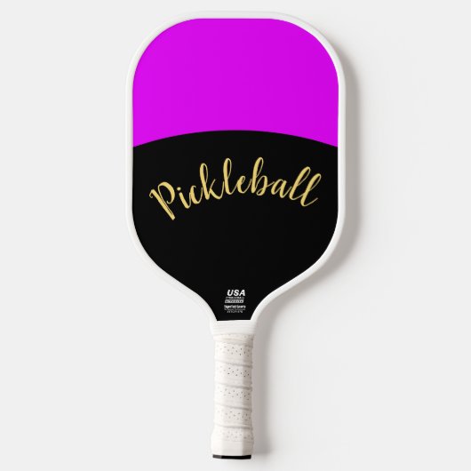 Raquette De Pickleball Fun Vivid Tropical Rose Courbes Noir Fancy Script (Verso)