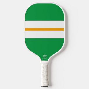 Raquette De Pickleball Fun Yellow White Racing Stripes Sur Bright Green