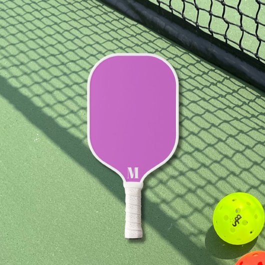 Raquette De Pickleball Funk orchidée pourpre et blanc Monogramme moderne