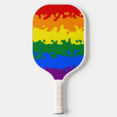 Raquette De Pickleball Funky Boho Abstrait Gay Rainbow Mosaic Pride Drape (Recto)