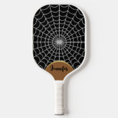 Raquette De Pickleball Funky Dark Halloween Éffrayant Spider Web Gold Arc (Recto)