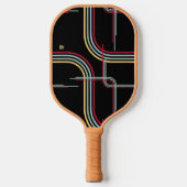 Raquette De Pickleball Funky Retro Wavy Stripes rouge bleu vert noir (Recto)