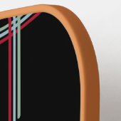 Raquette De Pickleball Funky Retro Wavy Stripes rouge bleu vert noir (Détail gauche)