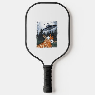 Raquette De Pickleball Funny Giraffe UFO Zoo Animal Weird Meme Graphique