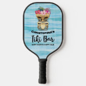 Raquette De Pickleball Funny Monogrammed Tiki Bar (Verso)