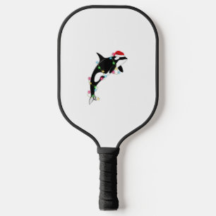 Raquette De Pickleball Funny Orca Tueur Baleine Santa Chapeau Mer de Noël