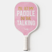 Raquette De Pickleball Funny Pickleball Pink White Gold Paddle (Verso)