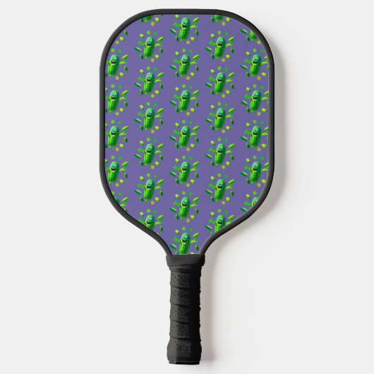 Raquette De Pickleball Funny Pickleman vert sur Arrière - plan pourpre (Verso)