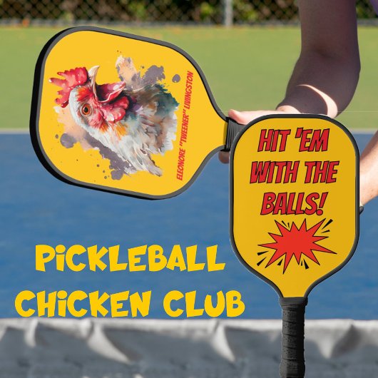 Raquette De Pickleball Funny Watercolor Chicken Personalized