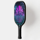 Raquette De Pickleball Futuristic Synthwave Cityscape Neon Purple  (Gauche)