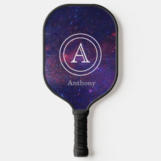 Raquette De Pickleball Galaxy Nebula Cool Marine bleu Monogramme personna (Recto)