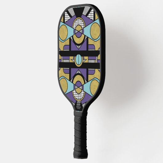 Raquette De Pickleball Geometric Gold Purple Art Deco Abstract Design (Gauche)