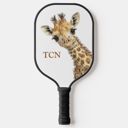Raquette De Pickleball Giraffe des initiales personnalisées de monogramme (Recto)