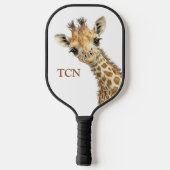Raquette De Pickleball Giraffe des initiales personnalisées de monogramme (Verso)