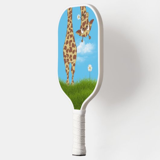 Raquette De Pickleball Giraffe en Herbe avec Daises (Gauche)