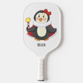 Raquette De Pickleball Girl Penguin Red Bow Red Cape Art Nom (Verso)
