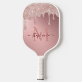 Raquette De Pickleball Glam Blush Parties scintillant rose goutte d'huile (Verso)
