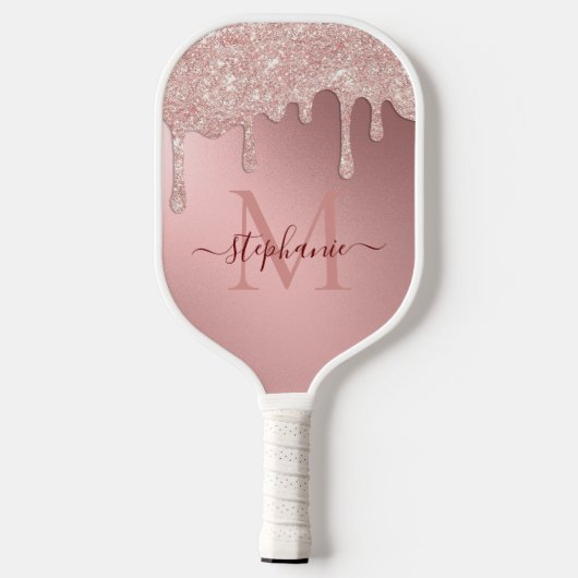Raquette De Pickleball Glam Blush Parties scintillant rose goutte d'huile (Verso)