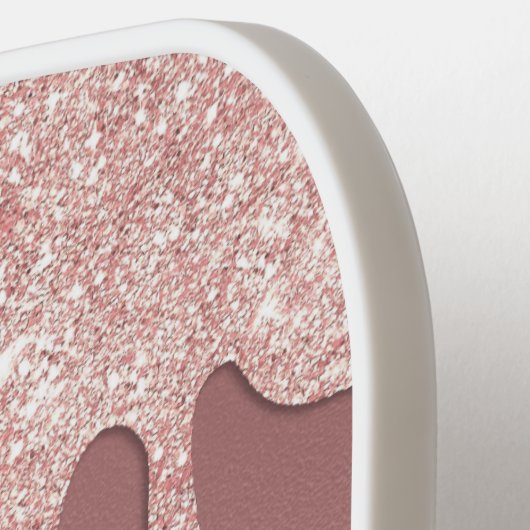 Raquette De Pickleball Glam Blush Parties scintillant rose goutte d'huile (Détail gauche)