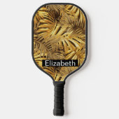 Raquette De Pickleball Glam Gold Tropical Leaves Personalized (Verso)