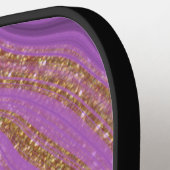 Raquette De Pickleball Glam Purple Black & Gold Parties scintillant Agate (Détail gauche)