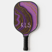 Raquette De Pickleball Glam Purple Black & Gold Parties scintillant Agate (Verso)