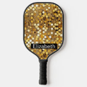 Raquette De Pickleball Glamorous Gold Bokeh Personalized (Verso)