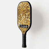 Raquette De Pickleball Glamorous Gold Bokeh Personalized (Gauche)