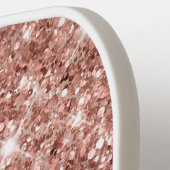 Raquette De Pickleball Glitter Rose Gold Glam Nom du script (Détail gauche)