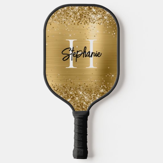 Raquette De Pickleball Glitterie or huile monogramme (Verso)