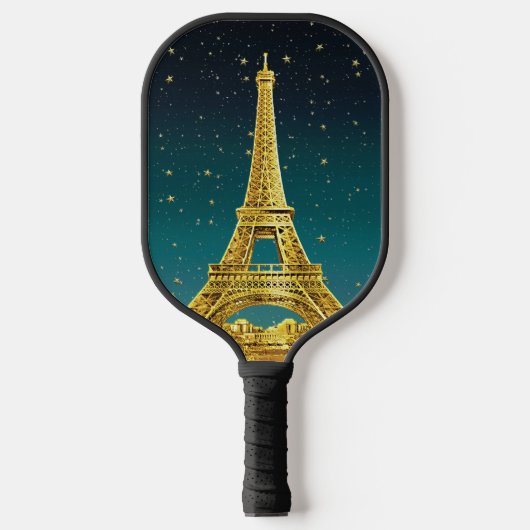 Raquette De Pickleball Gold Paris Skyline #2 Turquoise Star Sky (Recto)