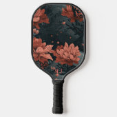Raquette De Pickleball Gothique Floral Faded Noir Brûlé Sienne Monogramme (Verso)