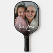 Raquette De Pickleball Grand-mère Script Photo Blanc Établie (Recto)
