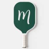 Raquette De Pickleball Grand Monogramme Élégant Script Emerald Green (Verso)