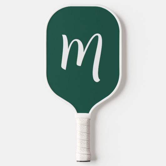 Raquette De Pickleball Grand Monogramme Élégant Script Emerald Green (Recto)