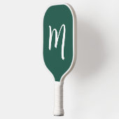 Raquette De Pickleball Grand Monogramme Élégant Script Emerald Green (Gauche)