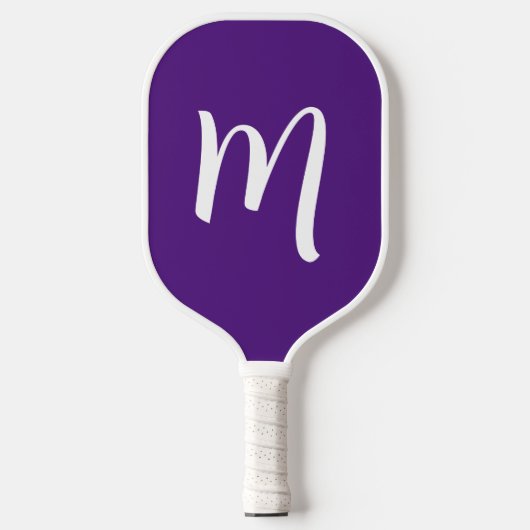 Raquette De Pickleball Grand Monogramme Élégant Script Royal Purple (Recto)