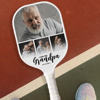 Raquette De Pickleball Grand-père Customisé photo Collage