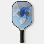 Raquette De Pickleball Graphique d'art fractal gris bleu Abstrait moderne (Verso)
